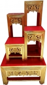 ชุดโต๊ะหมู่ซัซ หมู่4หน้า10 ลายดอก พื้นแดงปิดทองคำเปลว